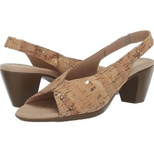 Munro Rochelle Slingback Sandal Natural Cork Metallic Flecks Peep Toe Sz 8SS